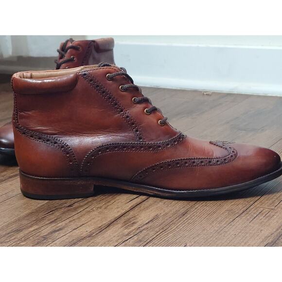 Cole Haan Wingtip Oxford Chukka Burnished Brown Leather Boots Mens Size 10 M - Picture 4 of 14